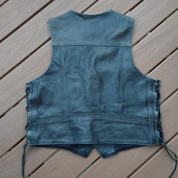 FOX CREEK LEATHER motorcycle vest lace up moto 50 (N6) - Picture 11 of 15